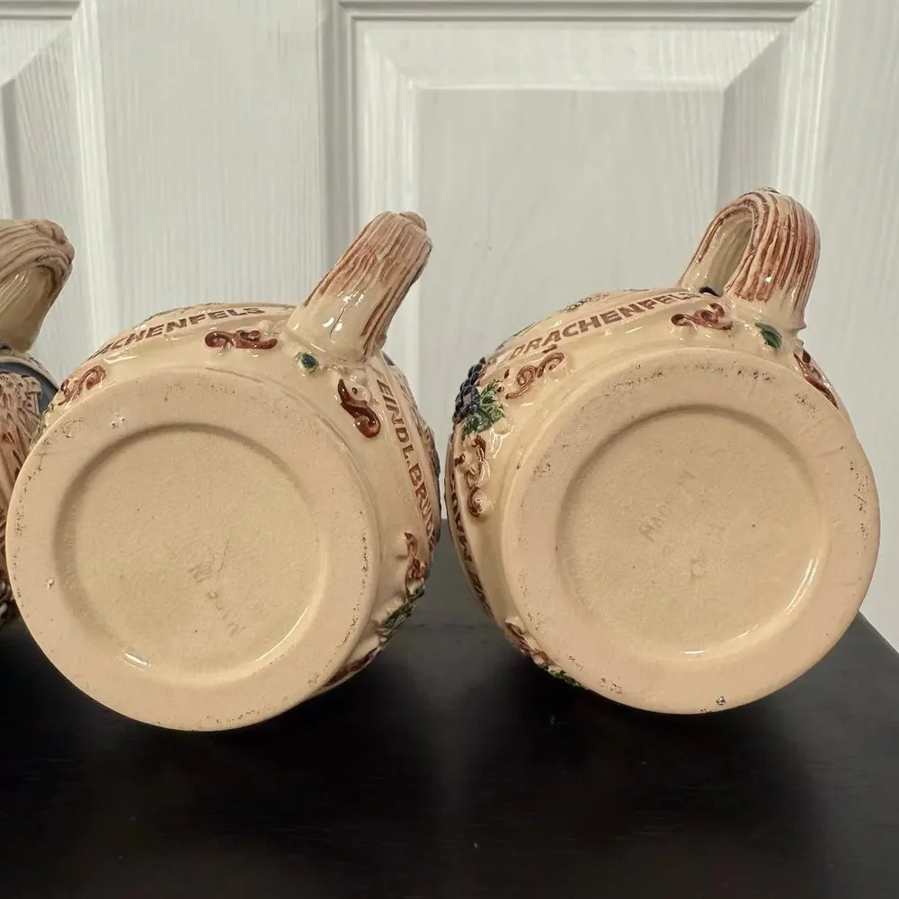 Gerz West Germany Castle Stein Small Mug Cups Set 0f 4